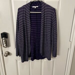 Striped Open-Front Cardigan Sweater